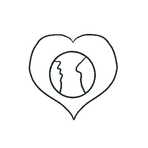 Animated illustration of a heart containing a rotating globe